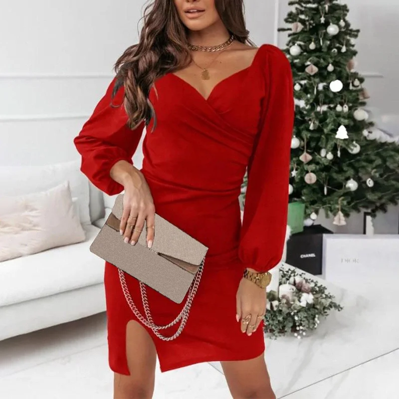 Women's Relaxed Outfit DressBetty - Sexy Mini Dress Women Women's Long Sleeve Casual Dresses Button Down Slim Solid Knit Party Club Dress