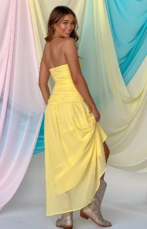 Women's Occasion Wear Clothes Sinclair Yellow Strapless Maxi Dress