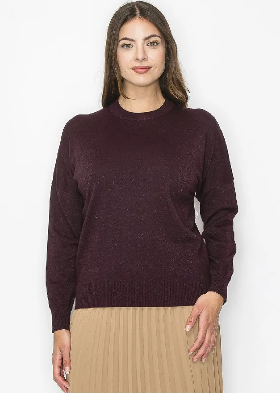 Women's Casual Garments Cozy Burgundy Knit Pullover