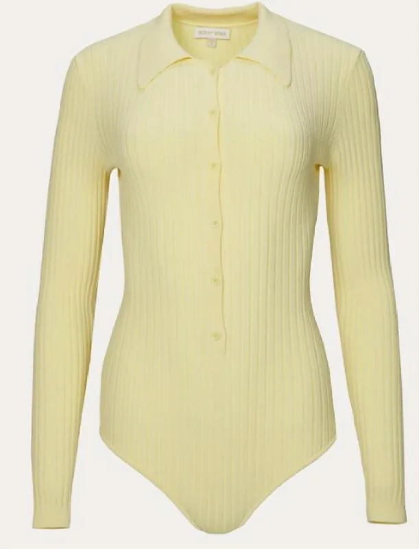 Women's Clothes Cyndie Knit Bodysuit In Pale Yellow