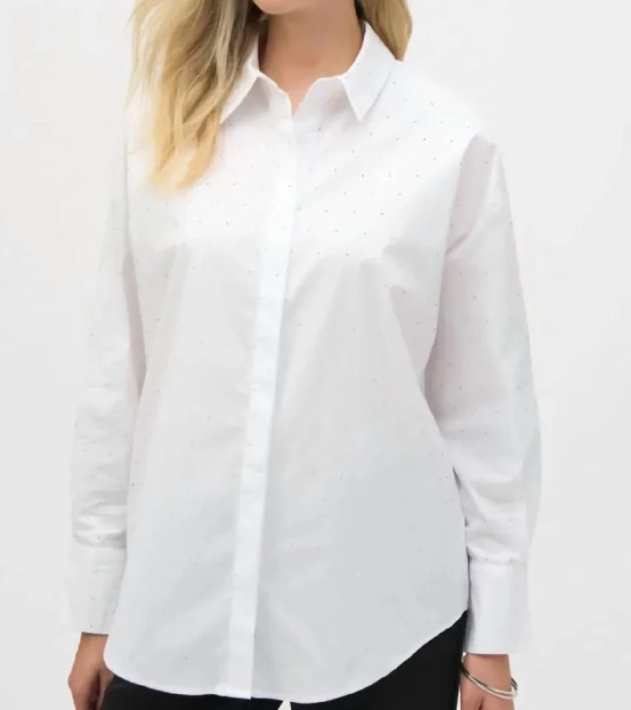 Women's Evening Clothing Diamond Blouse In White