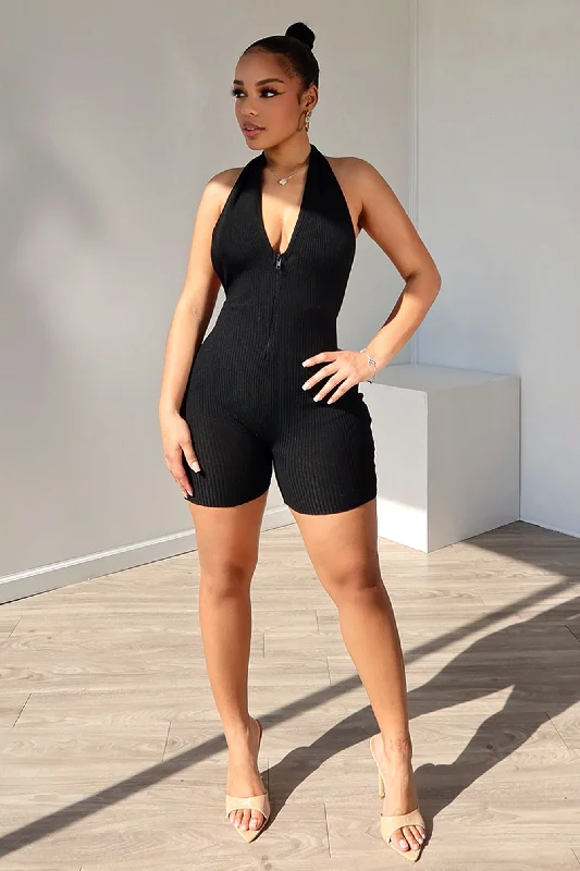 Women's Outfit Keli Halter Neck Zip Up Romper