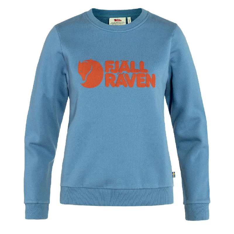 Women's Clothes And Garments Fjallraven Womens Logo Sweater Dawn Blue / Terracotta Brown