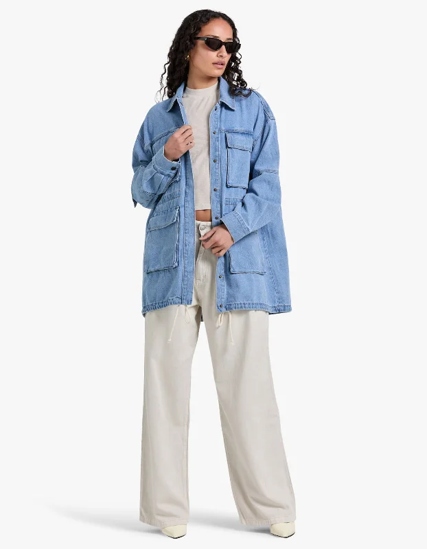 Women's Holiday Outfit Stella Anorak Patch Pocket Jacket - Mid Blue