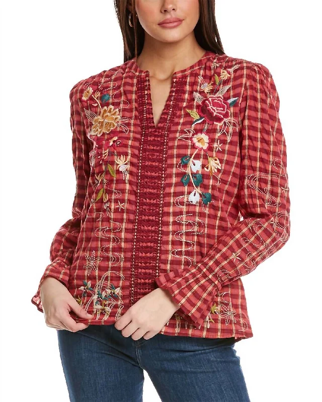 Affordable Women's Clothes Lani Victorian Effortless Blouse In Plaid