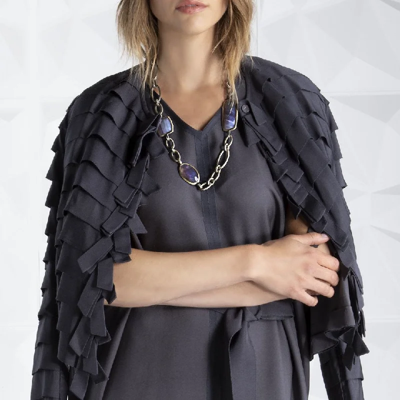 Women's Plus-Size Attire Grosgrain Ribbon Jacket, Grey