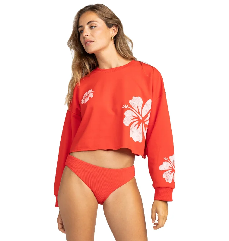 Women's Chic Outerwear Outfit Roxy Morning Hike Crop Sweatshirt