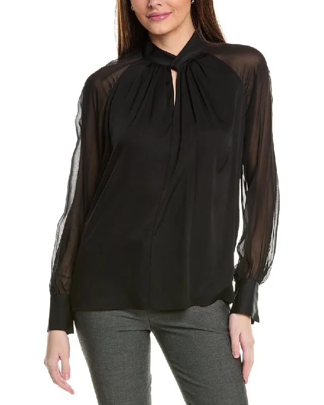 Women's Outdoor Activity Garments Elie Tahari The Valentine Silk-Blend Blouse