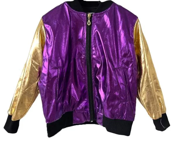 Women's Comfy Attire For Lounging PURPLE AND GOLD METALLIC JACKET