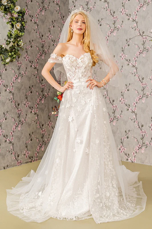 Women's Activewear Apparel Long A Line Glitter Cape Wedding Dress