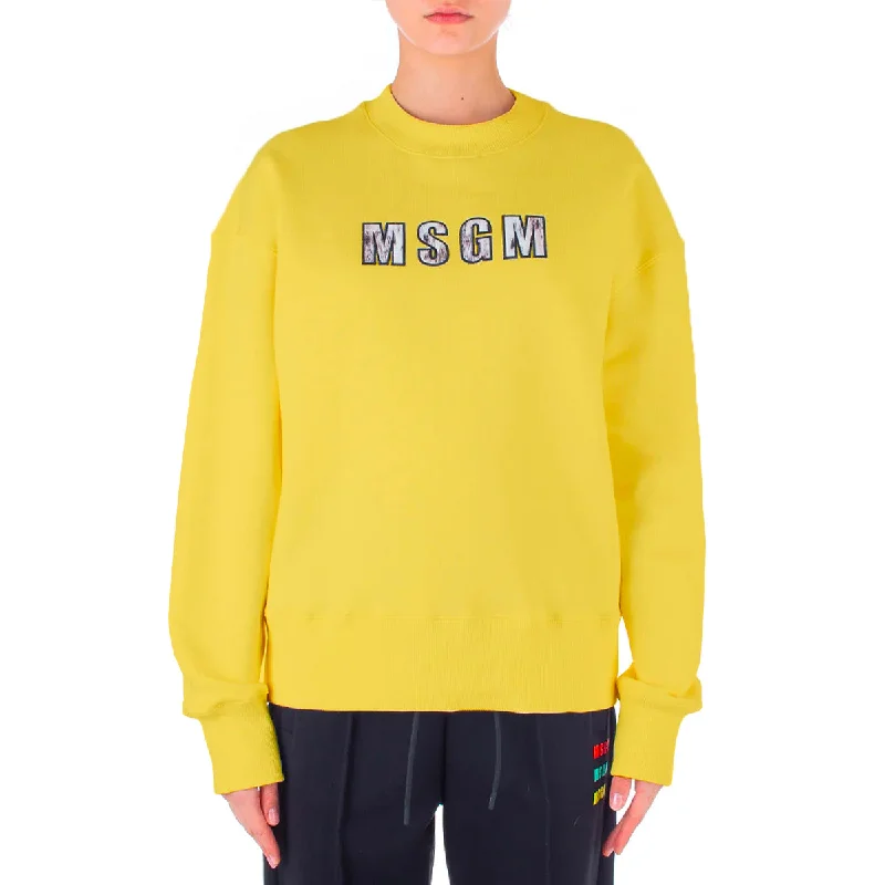 Women's Elegant Outfit Women's Msgm Lynx Printed Sweatshirt Yellow