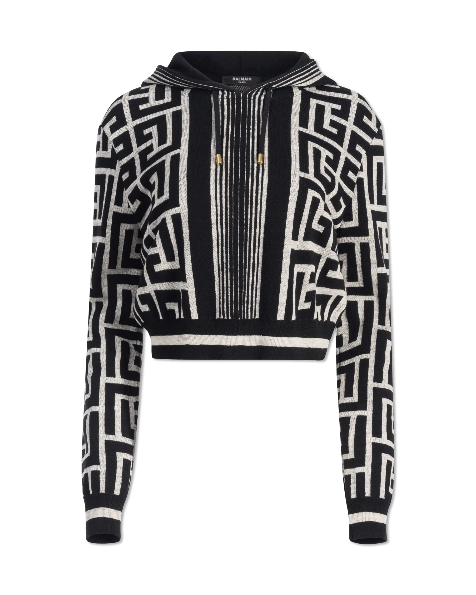 Women's Clothes For Work Maxi Monogram Cropped Knit Hoodie