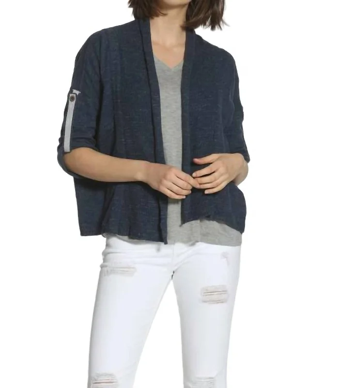Women's Party Outfit Tab Sleeve Cardigan In Navy
