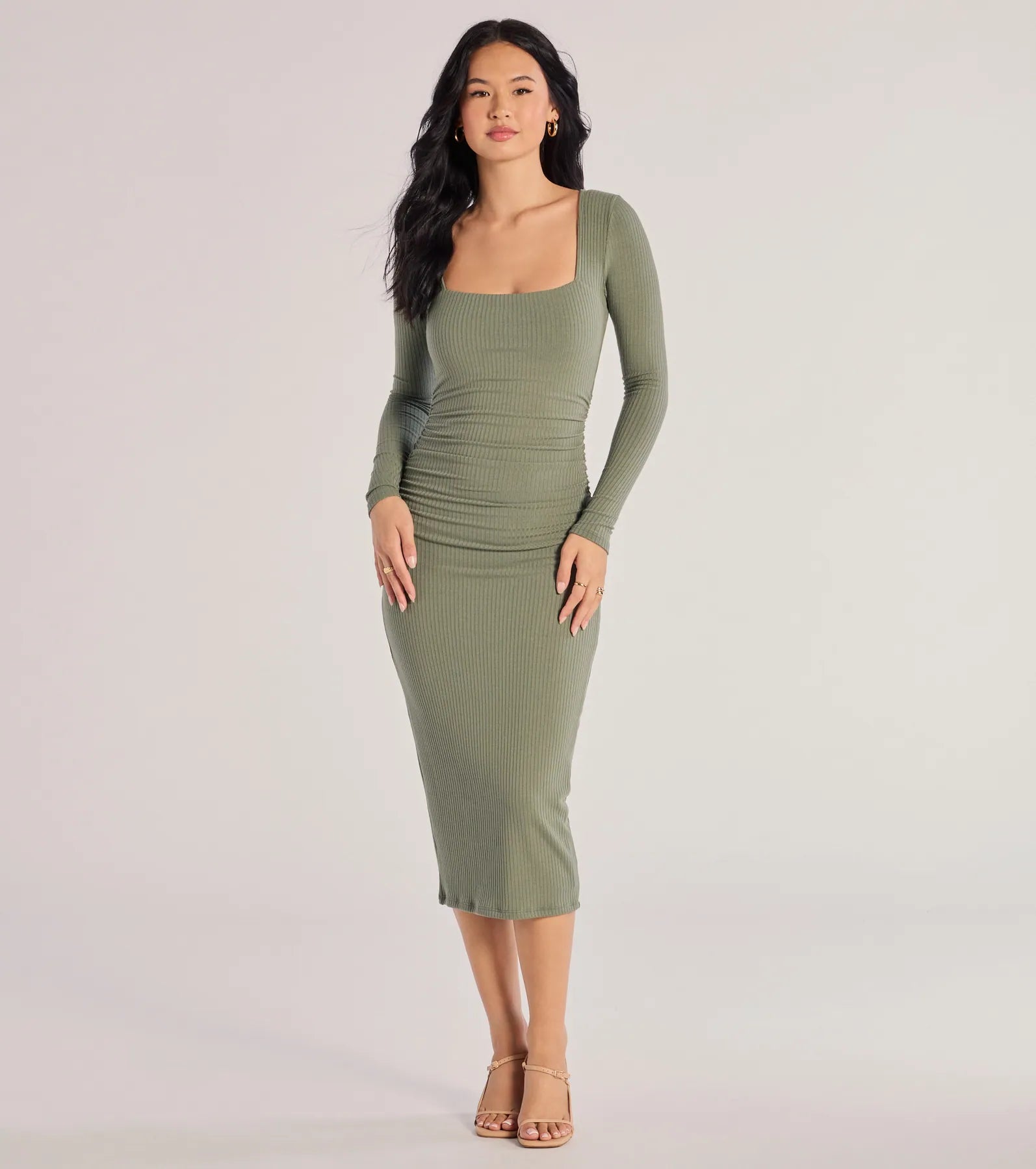 Women's Vintage-Inspired Outfit Always A Good Time Long Sleeve Midi Dress