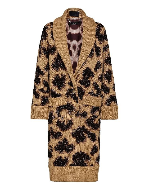 Women's Wedding Apparel Cardigan Long Jacquard Lurex Leopard