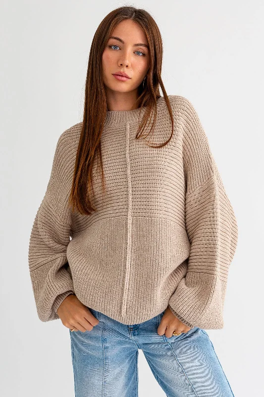 Women's Casual Wear Clothing Beige Ribbed Sweater