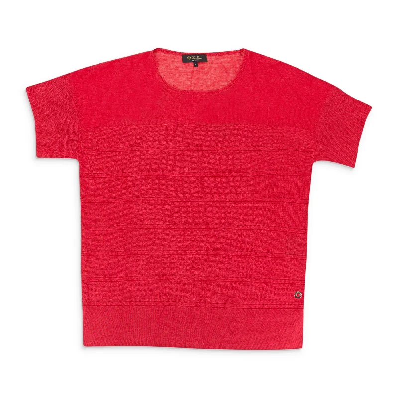 Women's Evening Wear Attire SCOOP NECK SHORT SLEEVE RED T-SHIRT