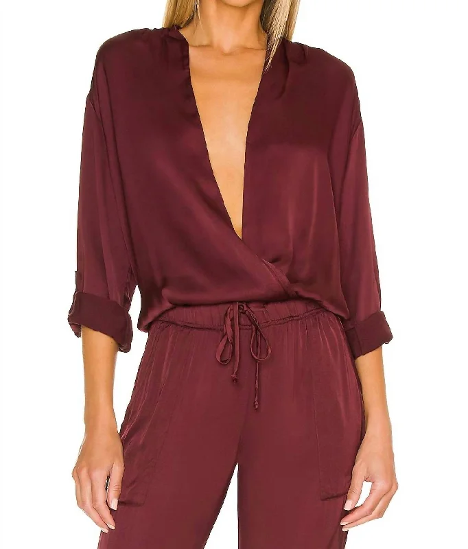 Women's Holiday Attire Corinne Satin Blouse In Jam