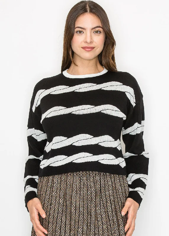 Sustainable Fashion Clothing For Women Black & White Swirl Sweater