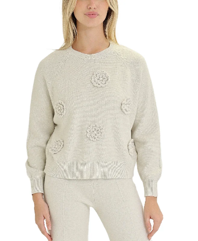Women's Workout Garments Sweater w/ Flowers & Pearls