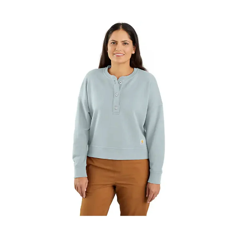 Women's Transitional Attire Carhartt Women's Tencel Fiber Series Loose Fit French Terry Henley Sweatshirt - Dew Drop FINAL SALE