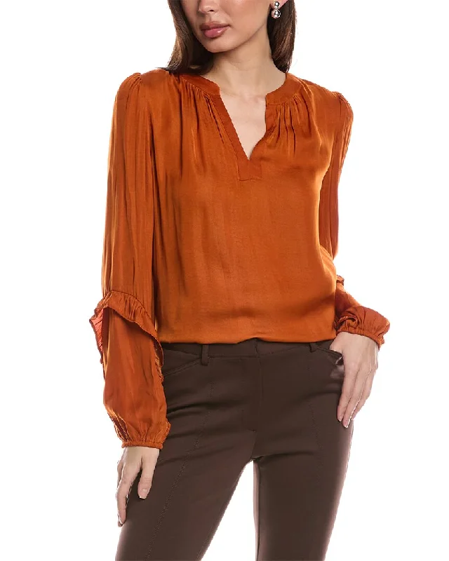 Women's Vacation Garments T Tahari Split Neck Blouse