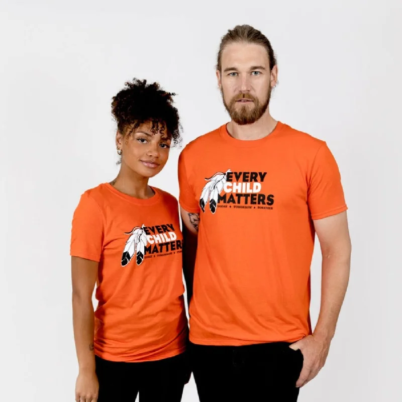 Women's Everyday Garments Muin X Stanfield's Adult Orange T-Shirt - EVERY CHILD MATTERS  "FEATHERS"