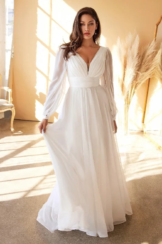 High-Fashion Women's Clothing Cinderella Divine CD0192W Flowy Long Plus Size A Line Wedding Dress