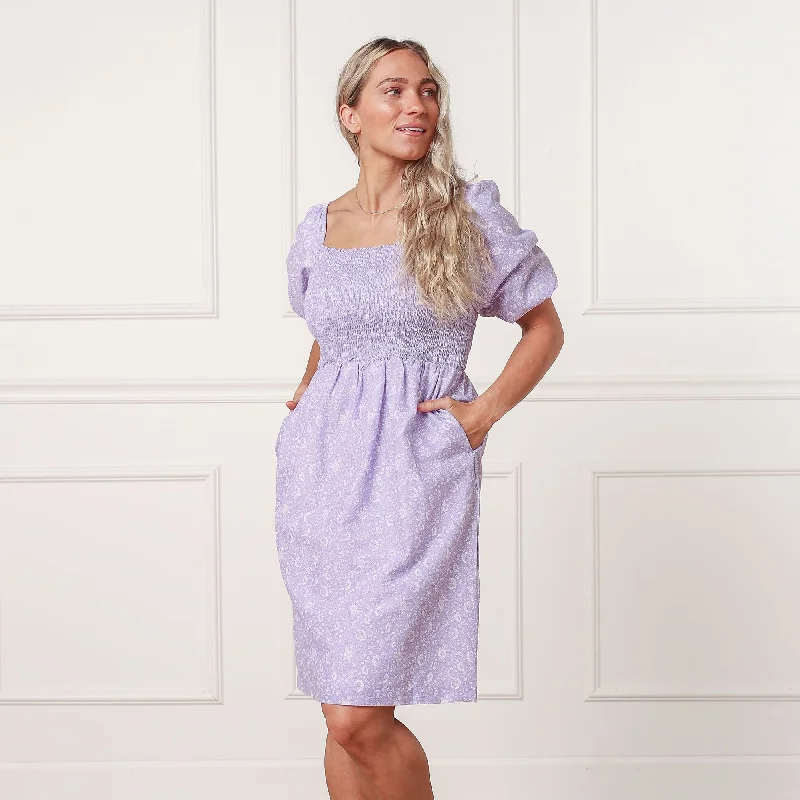 Women's Transitional Clothes Smocked Bubble Sleeve Dress