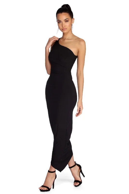 Women's Elegant Apparel Selena Formal One Shoulder Ruched Dress