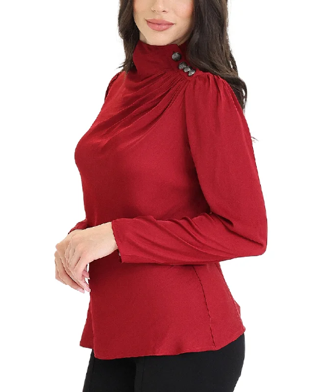 Women's Luxury Apparel Mock Neck Blouse