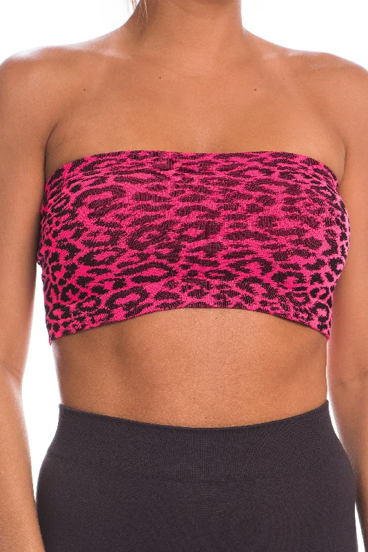 Chic Trends Unveiled Just That Easy Pink Leopard Bandeau Top