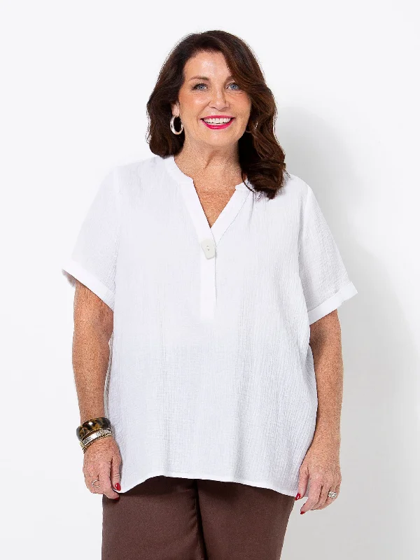 Durable Fashion Picks White Crinkle Top