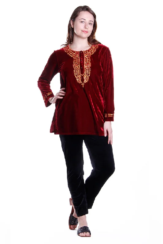 Cozy Comfort Style Sale Gold Leaf Velour Top