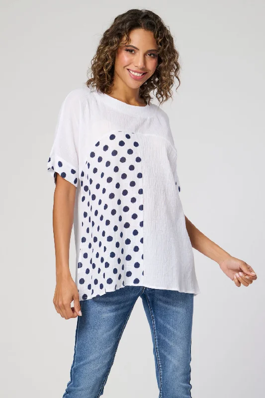 Fashion Frontiers Saloos Cotton Cut About Spotted  Top