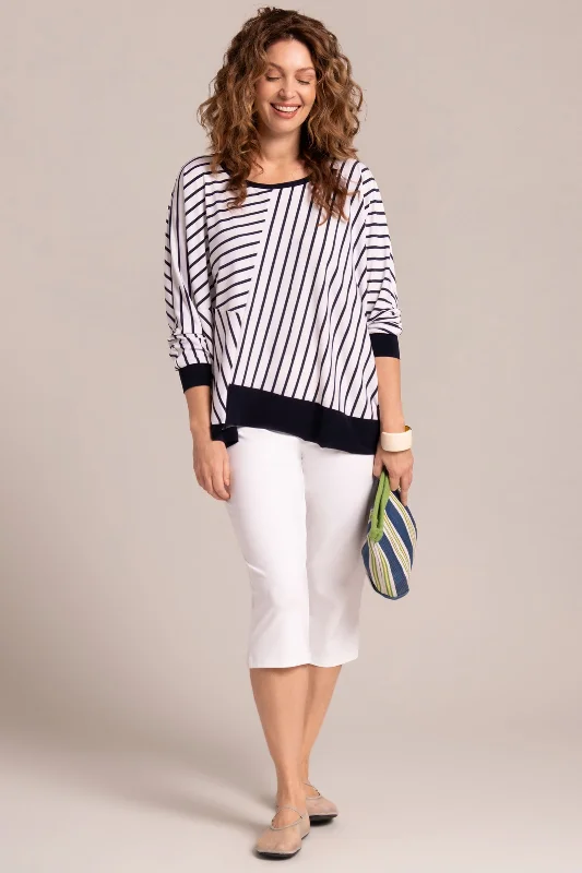 Special Offers Trim Boxy Top | Navy Stripe