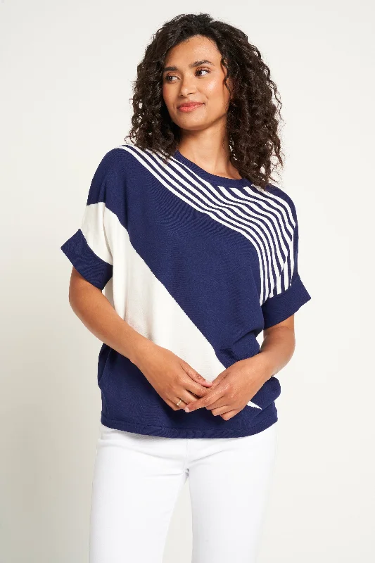 Street Style Discounts Saloos Diagonal Stripe Pattern Knitted Top