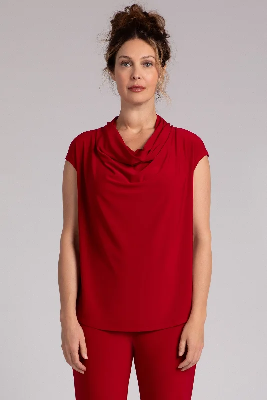 Season Sale Draped Cowl Top | Red