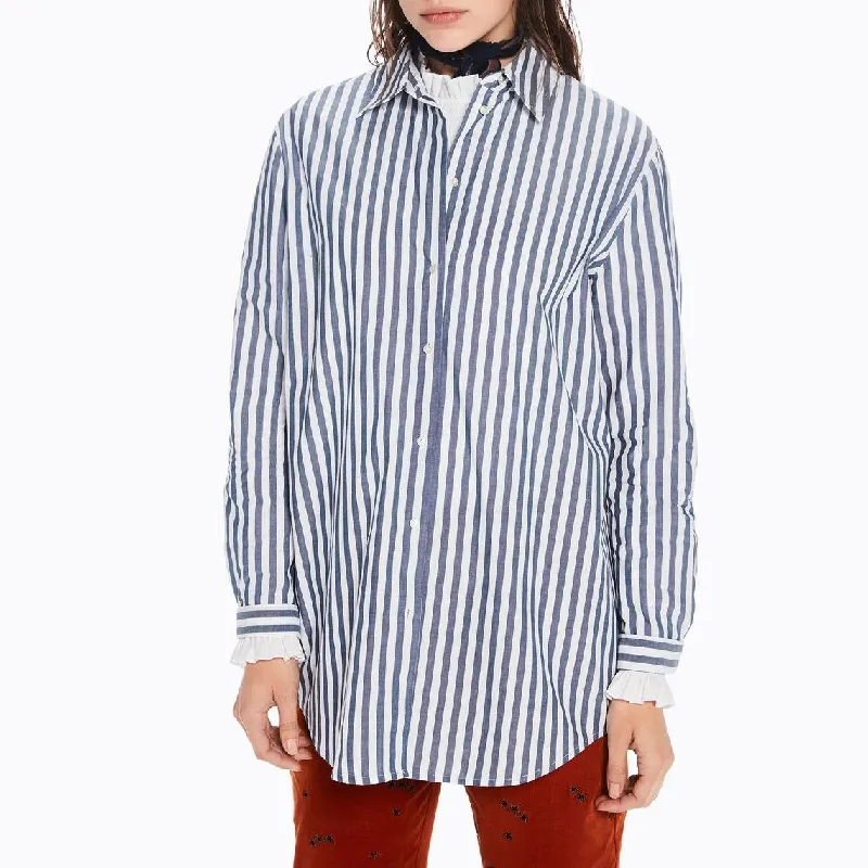 Discount Extravaganza Striped Boyfriend Shirt (Blue)