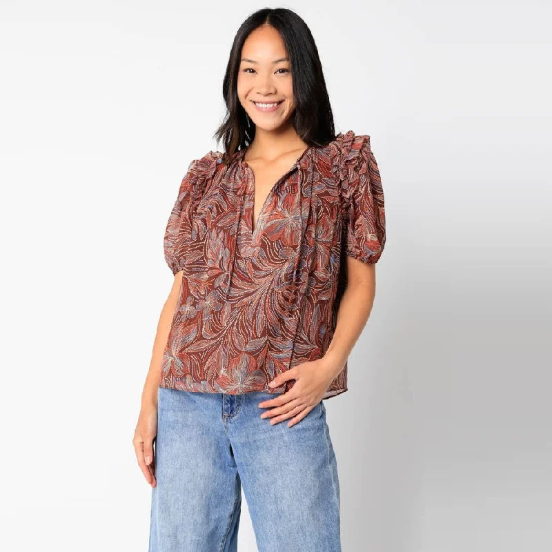 Style Without Limits Olivia Puff Sleeve Top (Brown Copper)