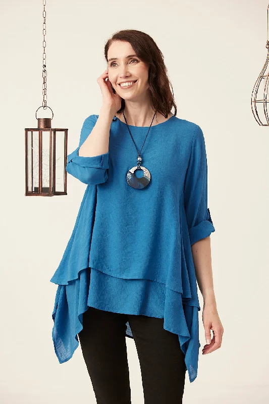 Daring Fashion Promotions Saloos Plain Double Layer Top with Necklace