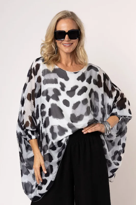 Playful Fashion Offers Penn Silk Top in Onyx