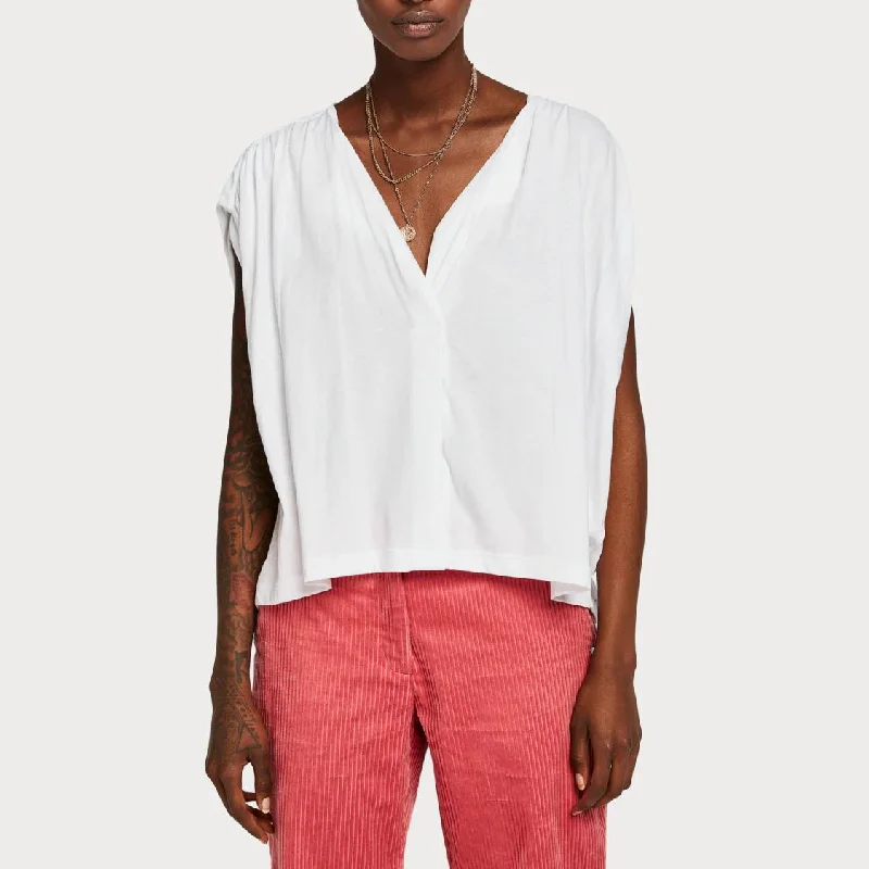 Feminine Luxe Style Sale Jersey Top (White)