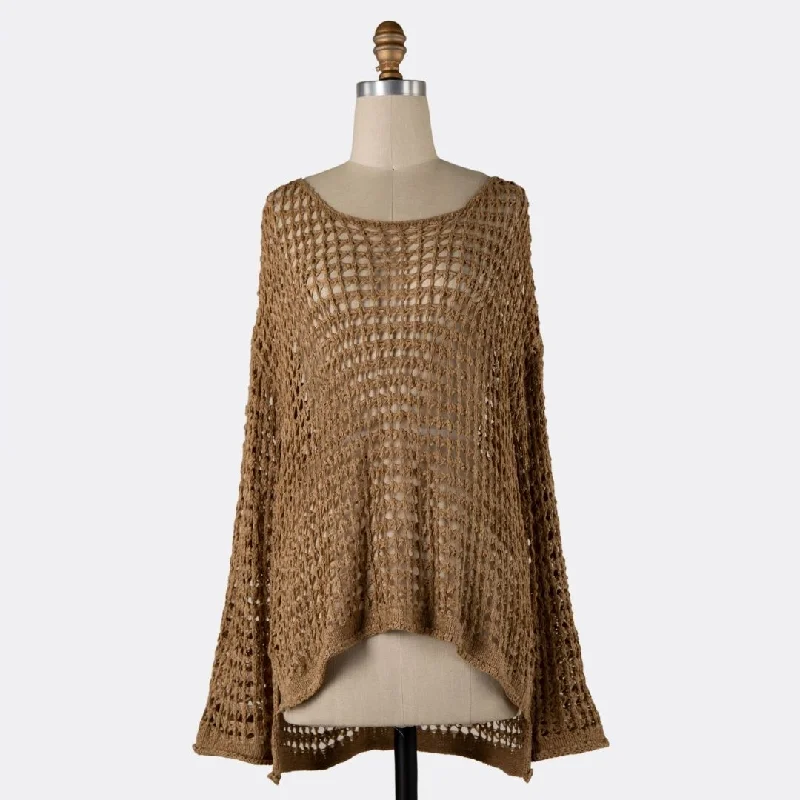 Limited Stock, Big Sale Lightweight Cover-Up Crochet Top (Taupe)