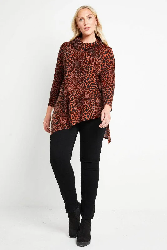 Discover Promotions Saloos Animal Print Criss-Cross Hemline Top