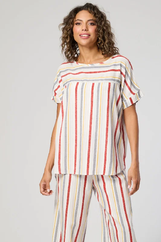 Limited Time Deal Saloos Panelled Stripy Top