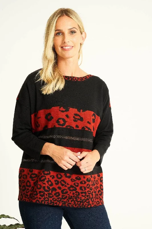 Quick Grab Deals Saloos Animal Printed Colour Block Jumper