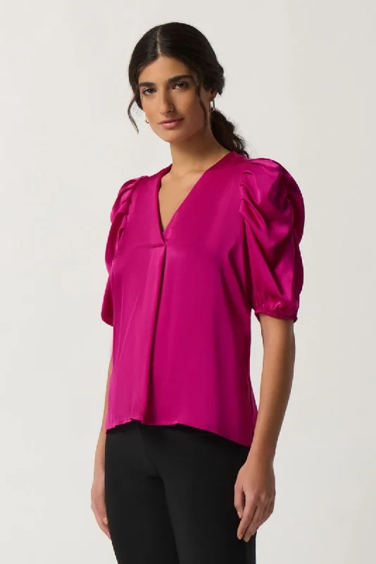 Clearance Sale, All Cheap Joseph Ribkoff Opulence Puff Sleeve Satin Top - 233026