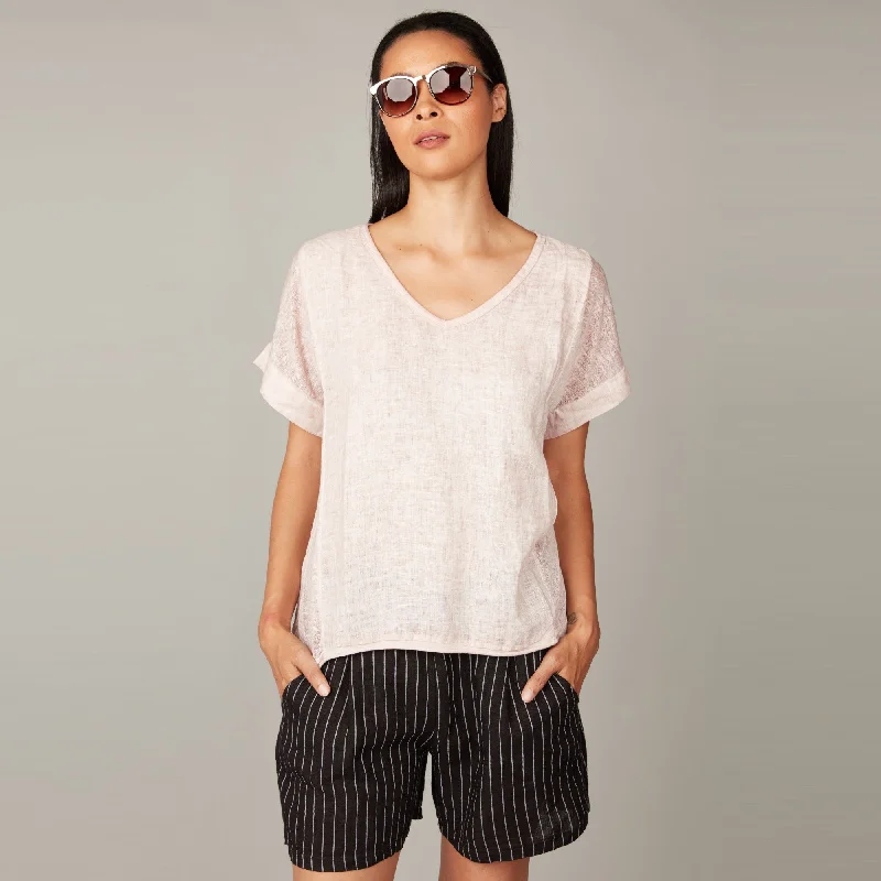 Luxury Fashion Essential Summertime Linen + Woven Top (Petal)