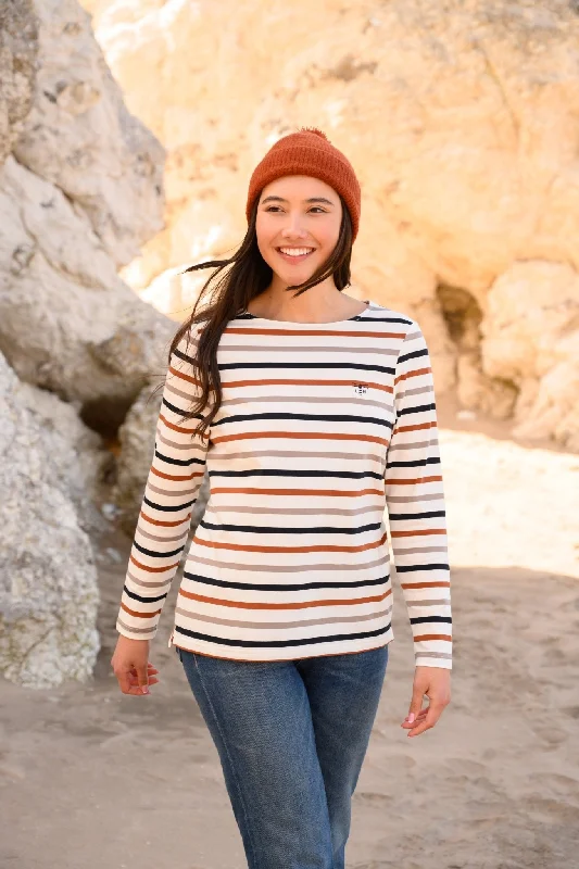 Ends Soon Causeway Breton Top - Rust Mocha Black Stripe